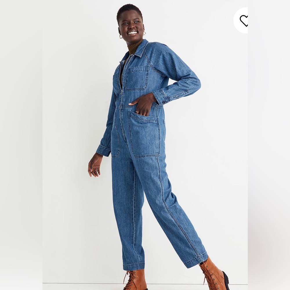 Madewell Curvy denim zip front coverall. NWT!